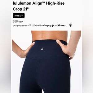 Lululemon Align Crop 21” in True Navy sz 4